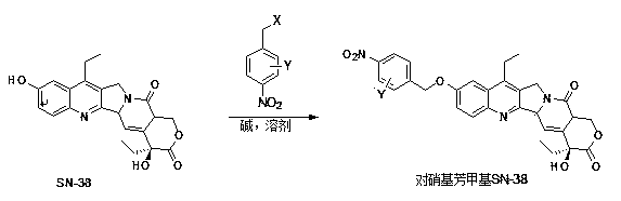 P-nitro aryl methoxycamptothecine anoxic activated prodrug used for antitumor drug