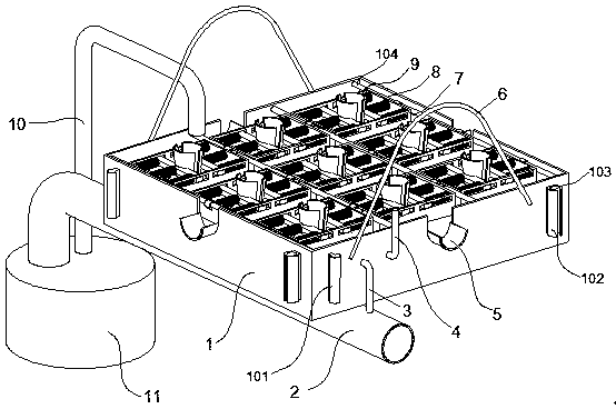Modularized green belt device with cleaning function