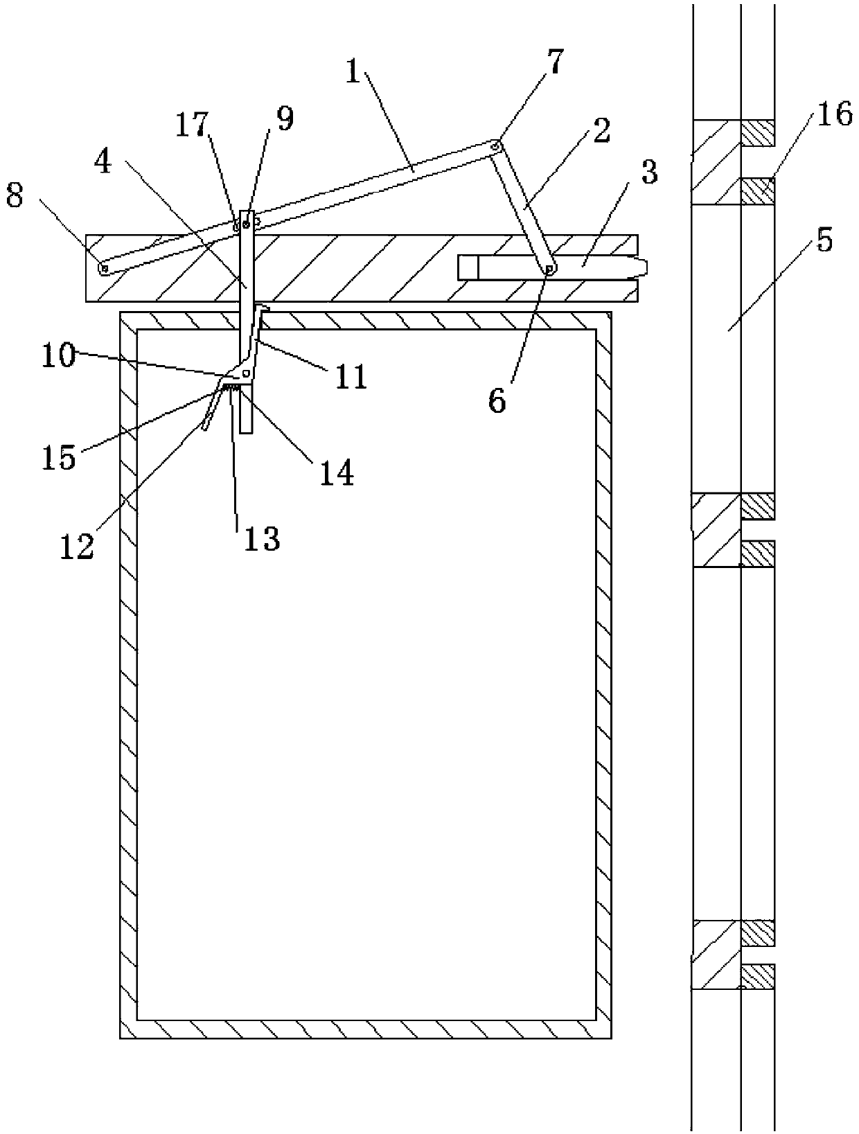 A manual anti-drop crank connecting rod device for vertical elevators