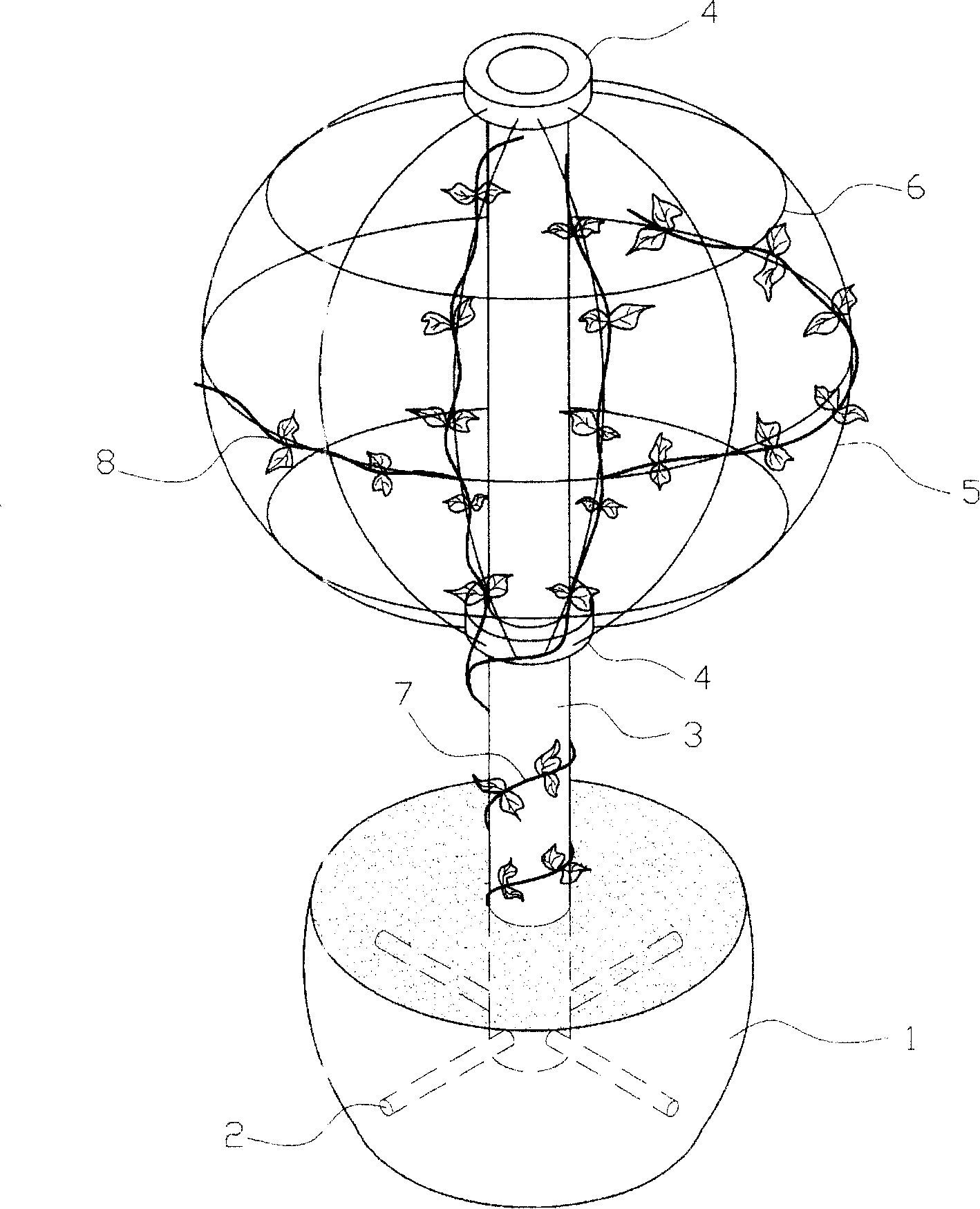 Method for cultivating spherical potted landscape through modelling vine
