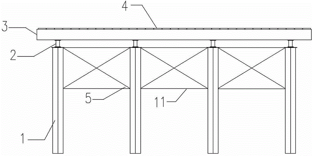 Overwater building construction platform and erecting method and use method thereof