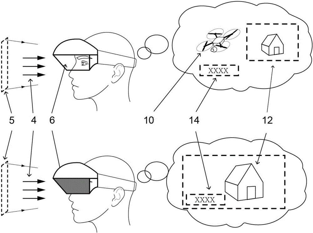Head-mounted display device with multiple flight point views