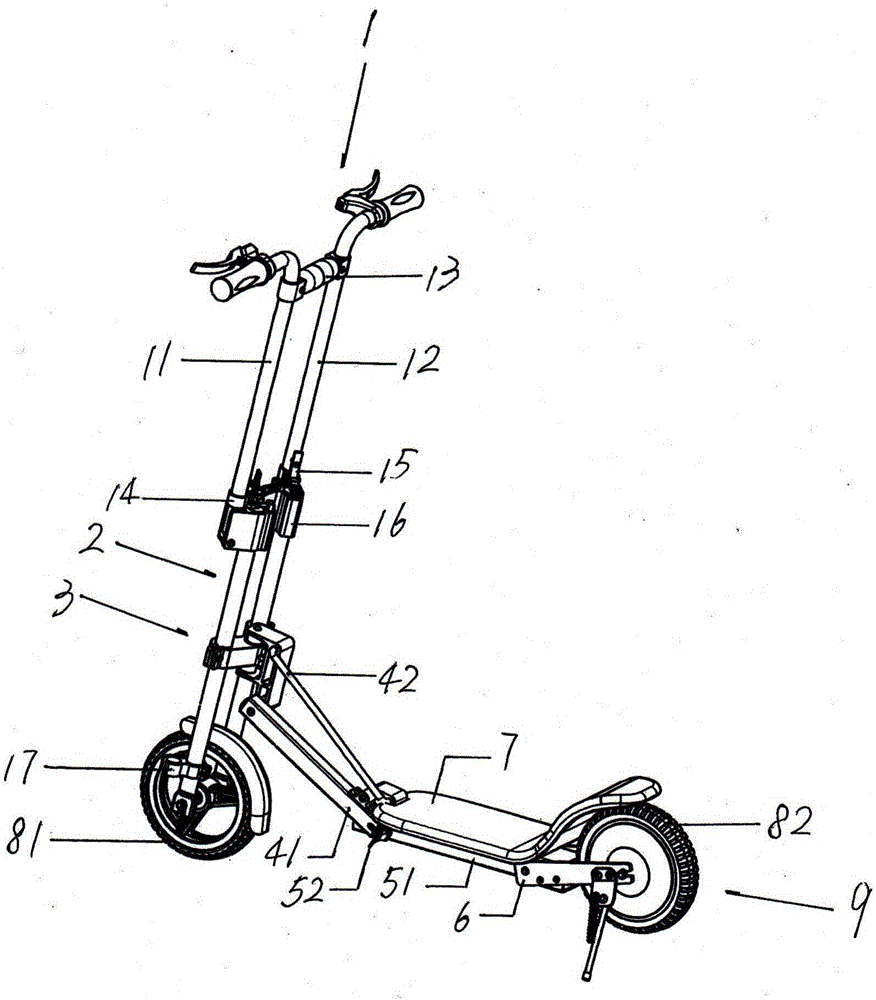 Handle-foldable vibration-avoiding type portable electric scooter