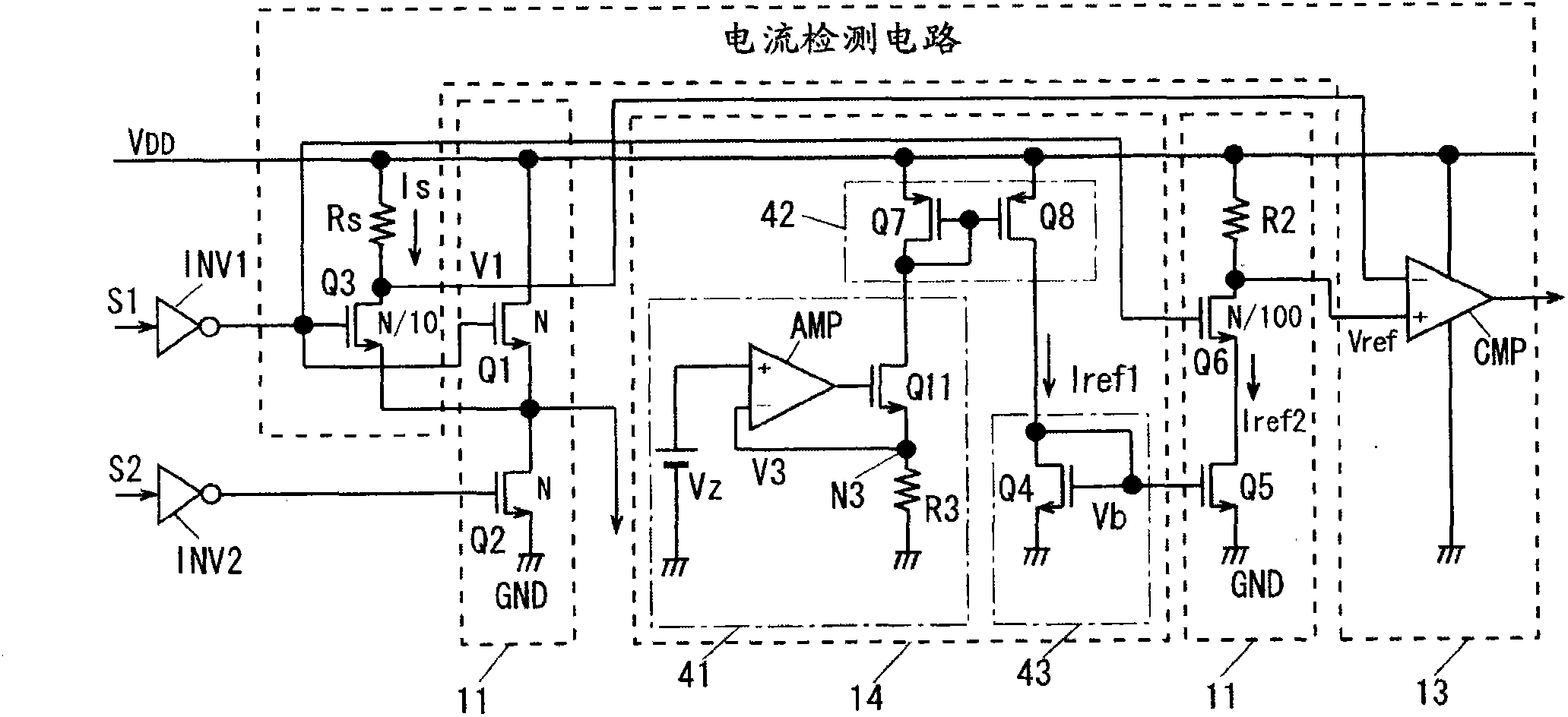 Output current detecting circuit and transmission circuit