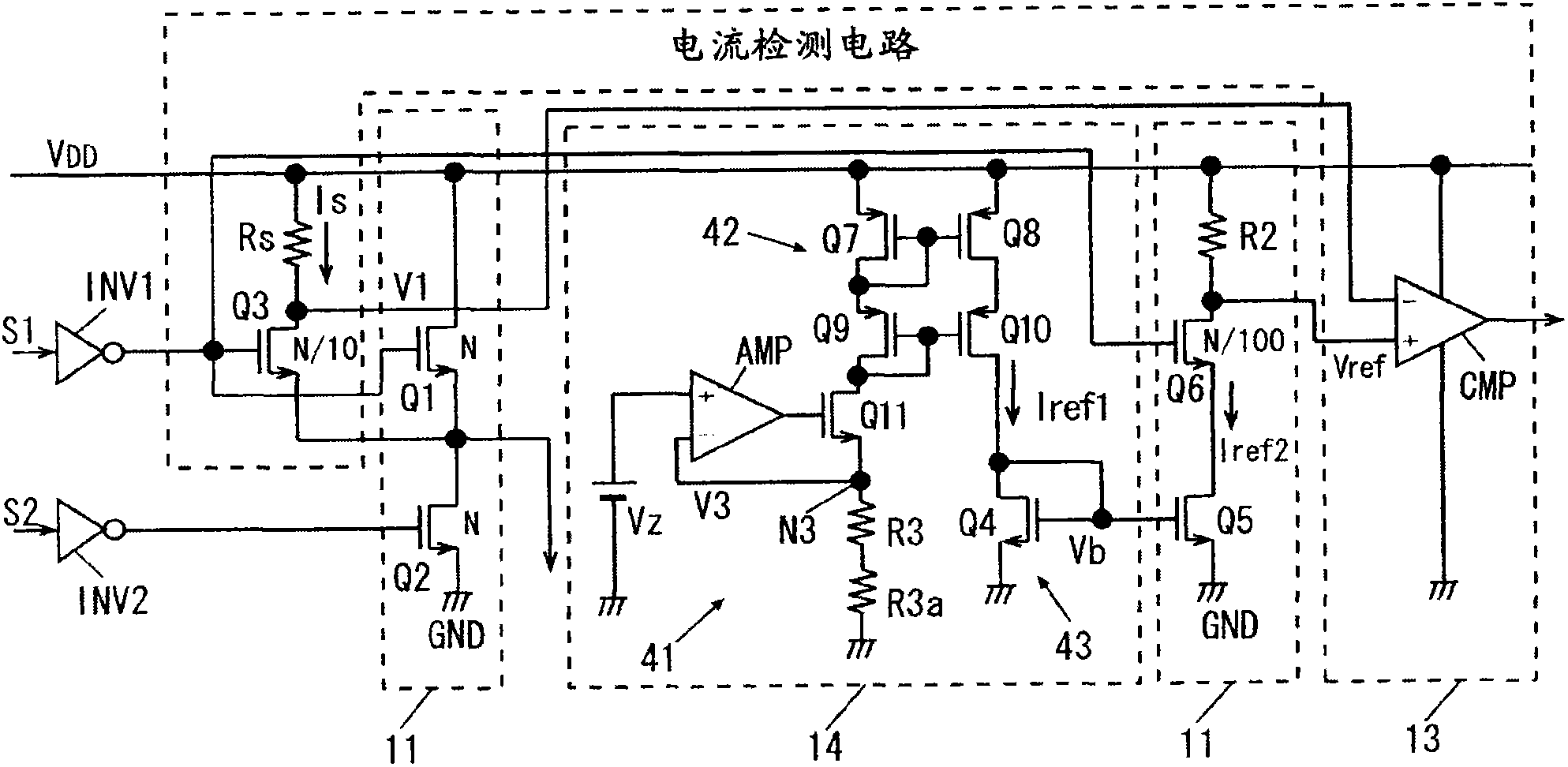 Output current detecting circuit and transmission circuit
