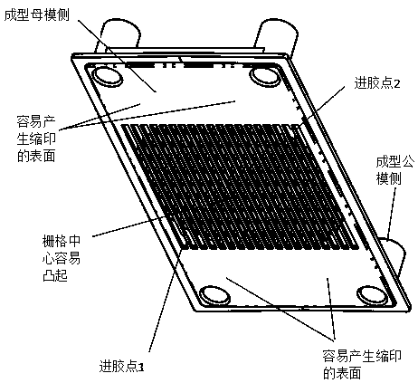 Injection molding method for grid baffle of battery case