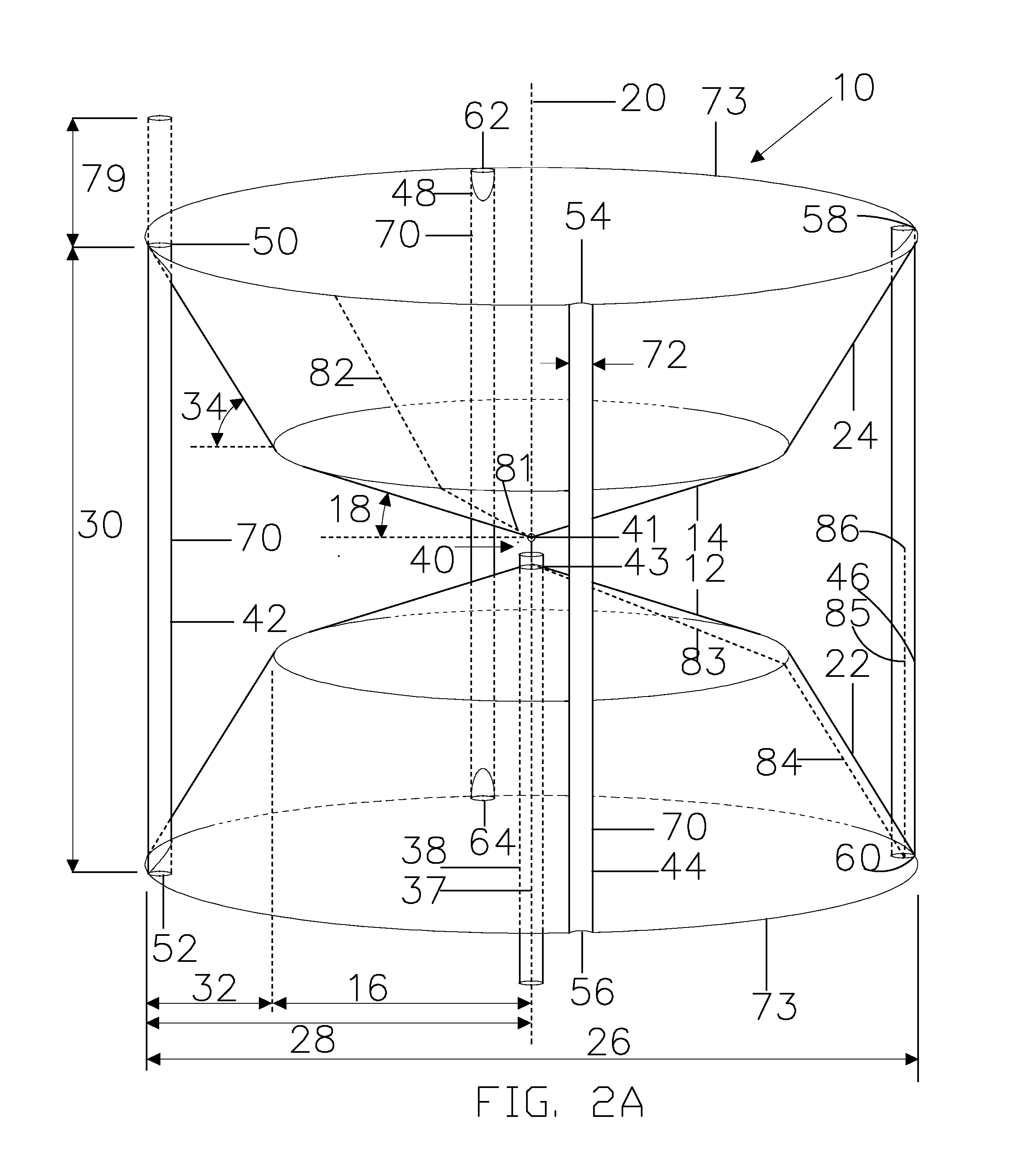 Inductively shorted bicone fed tapered dipole antenna