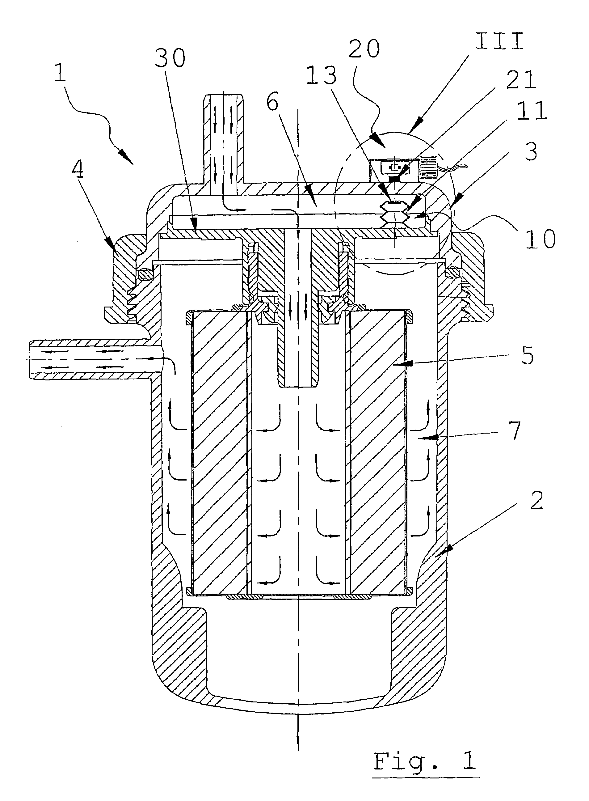 Device for indicating fuel filter clogging in internal combustion engines, particularly diesel engines