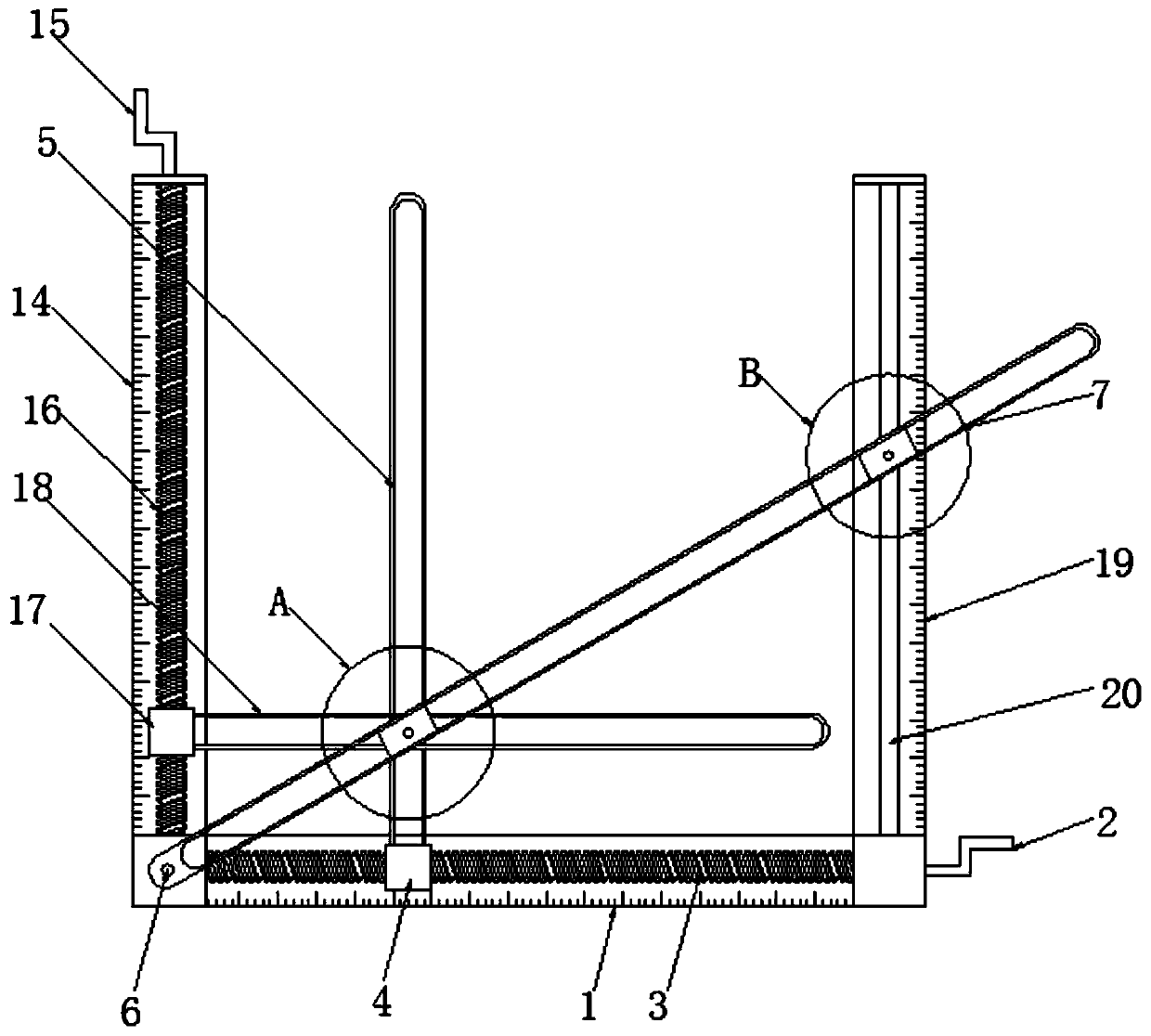 Auxiliary cutting measurement device for adjusting size of floor tile