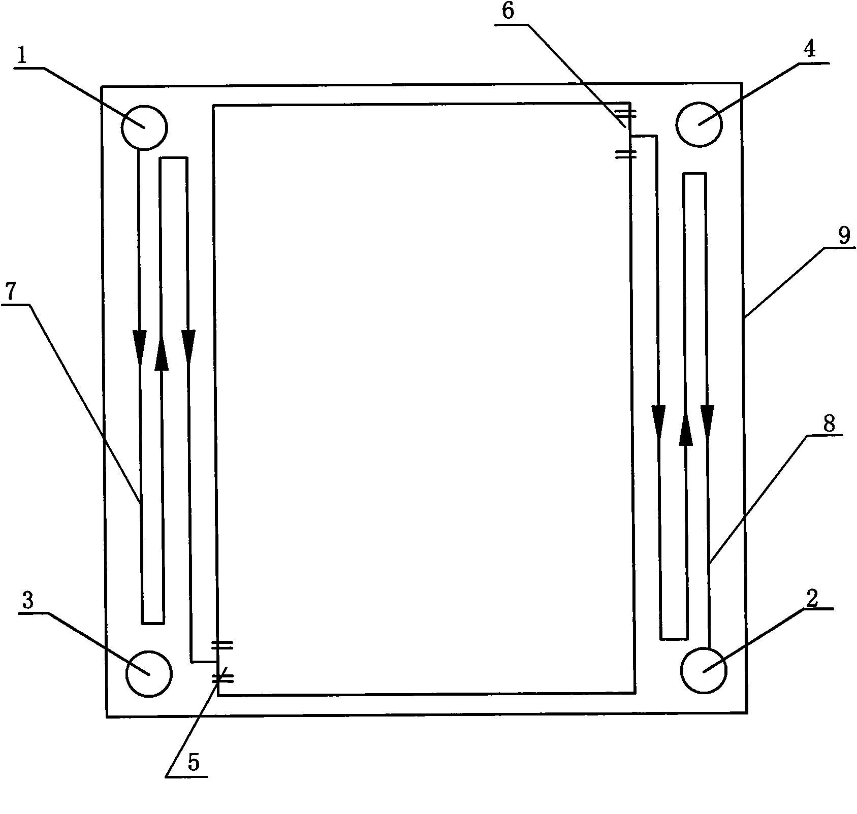 Liquid flow frame device of all vanadium redox flow battery