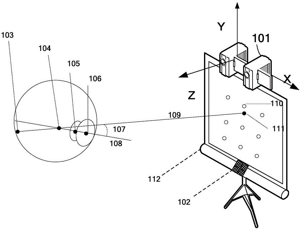 Three-dimensional gaze estimation method based on irises and pupils