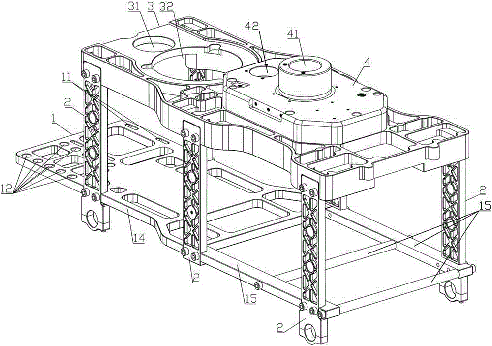 Frame structure for small-sized single-rotor unmanned helicopter with water storage tank mounting rack