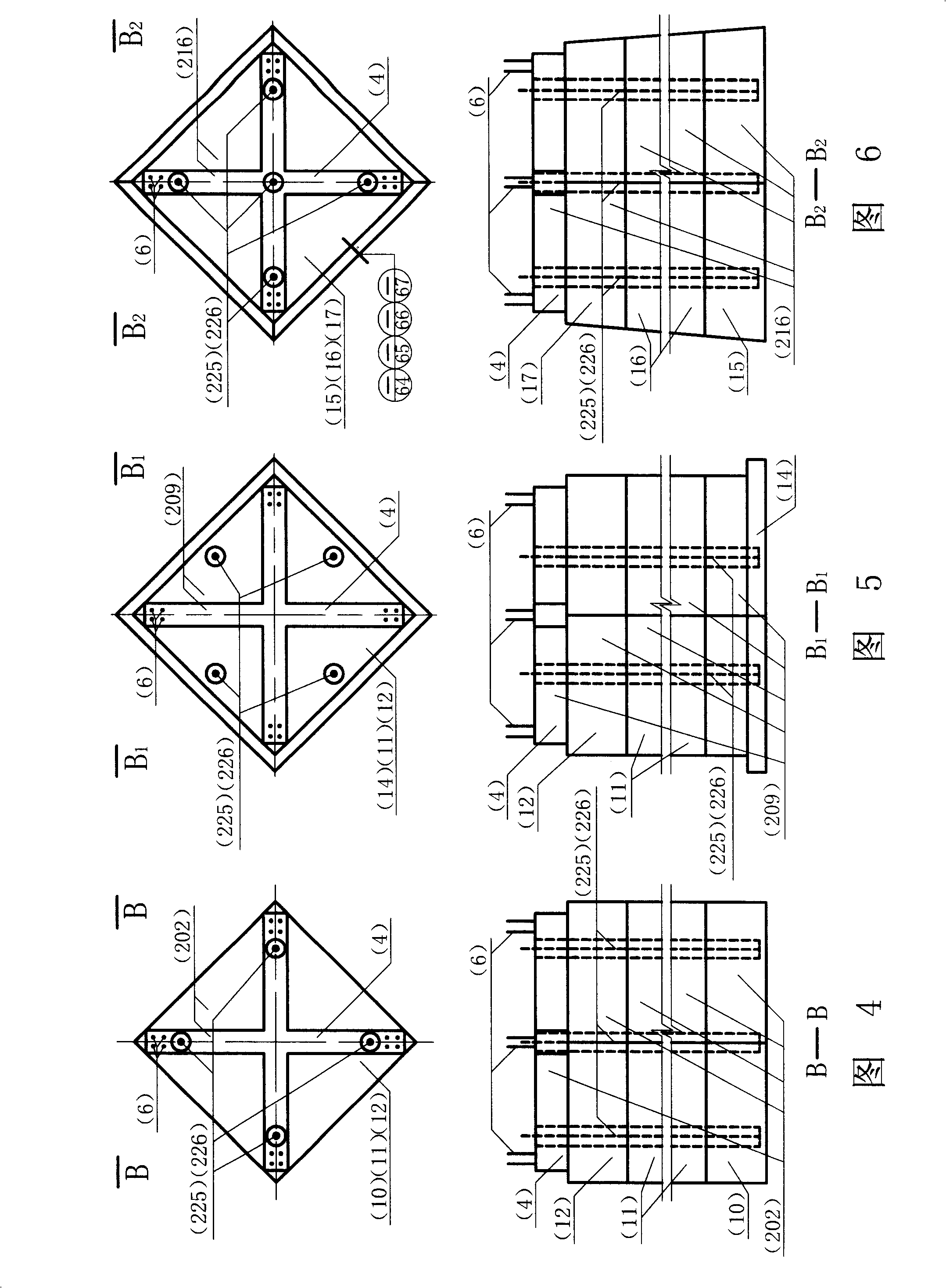 Vertical combined novel foundation of mast mechanical equipment