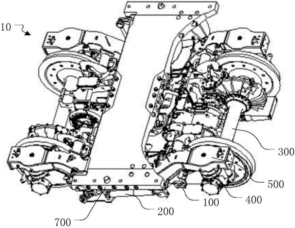 Rubber nodes, power bogies and rail vehicles