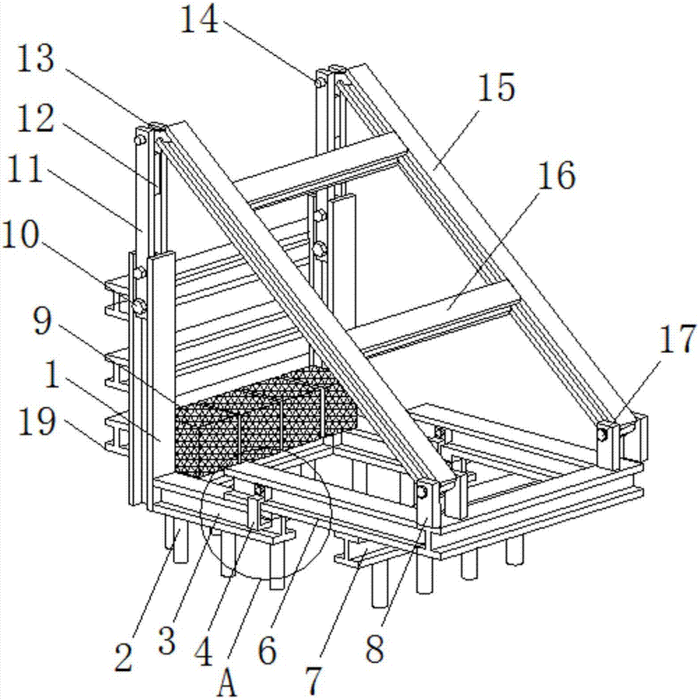 Buttress supporting structure for assembling I-shaped steel rock-filled gabion