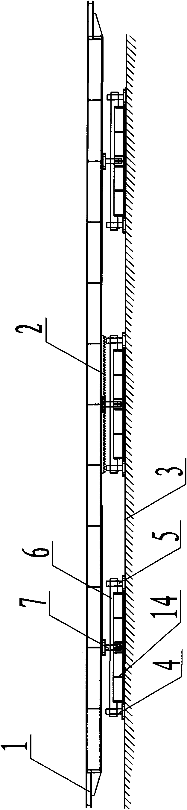 Quenched coke receiving slot translating and laterally turning-over device