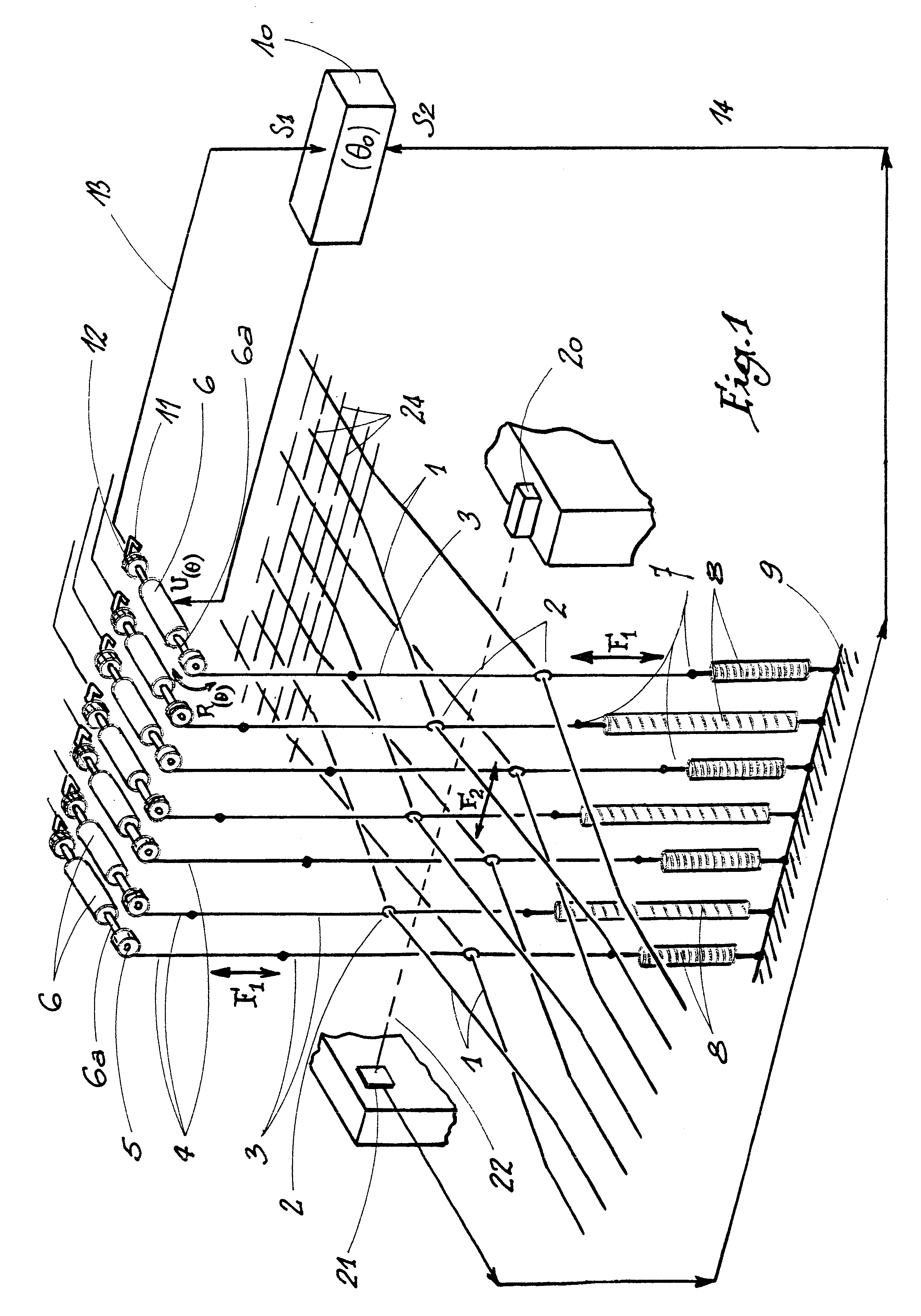 Process and device for positioning weaving loom warp yarns