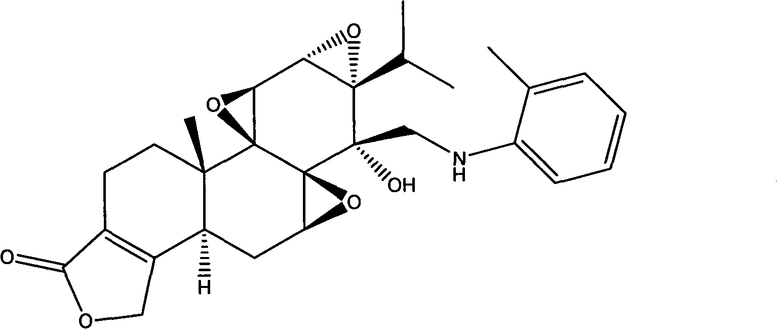 N-substituted methyl phenyl-14 beta -(aminomethyl) triptodiolide derivative and preparation method and application thereof