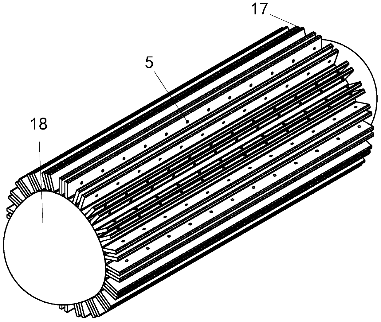 Water inlet and outlet cylindrical fixed trash rack