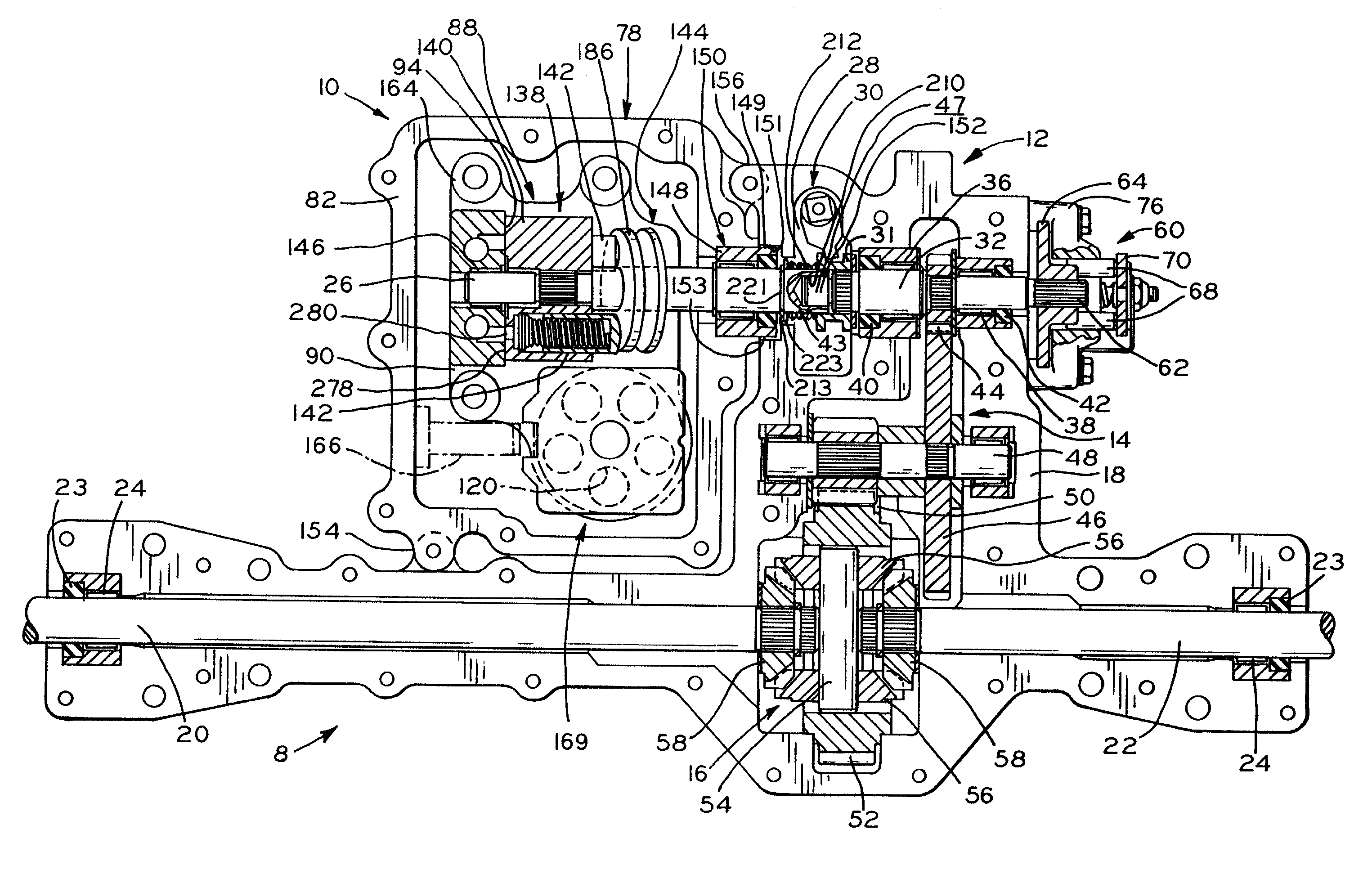 Hydrostatic transaxle having axial piston motor and method for manufacturing transaxles