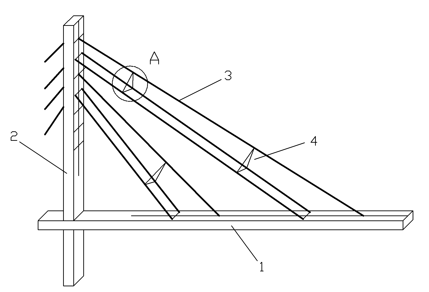 Cable-stayed structure of a cable-stayed bridge