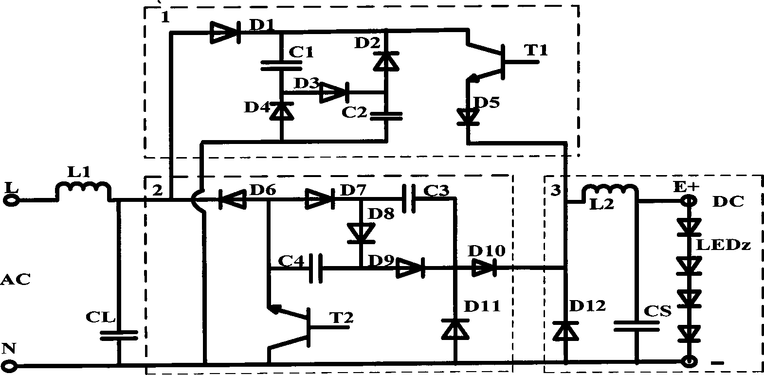 Capacitive type shared ground AC/DC switch voltage stabilizing circuit
