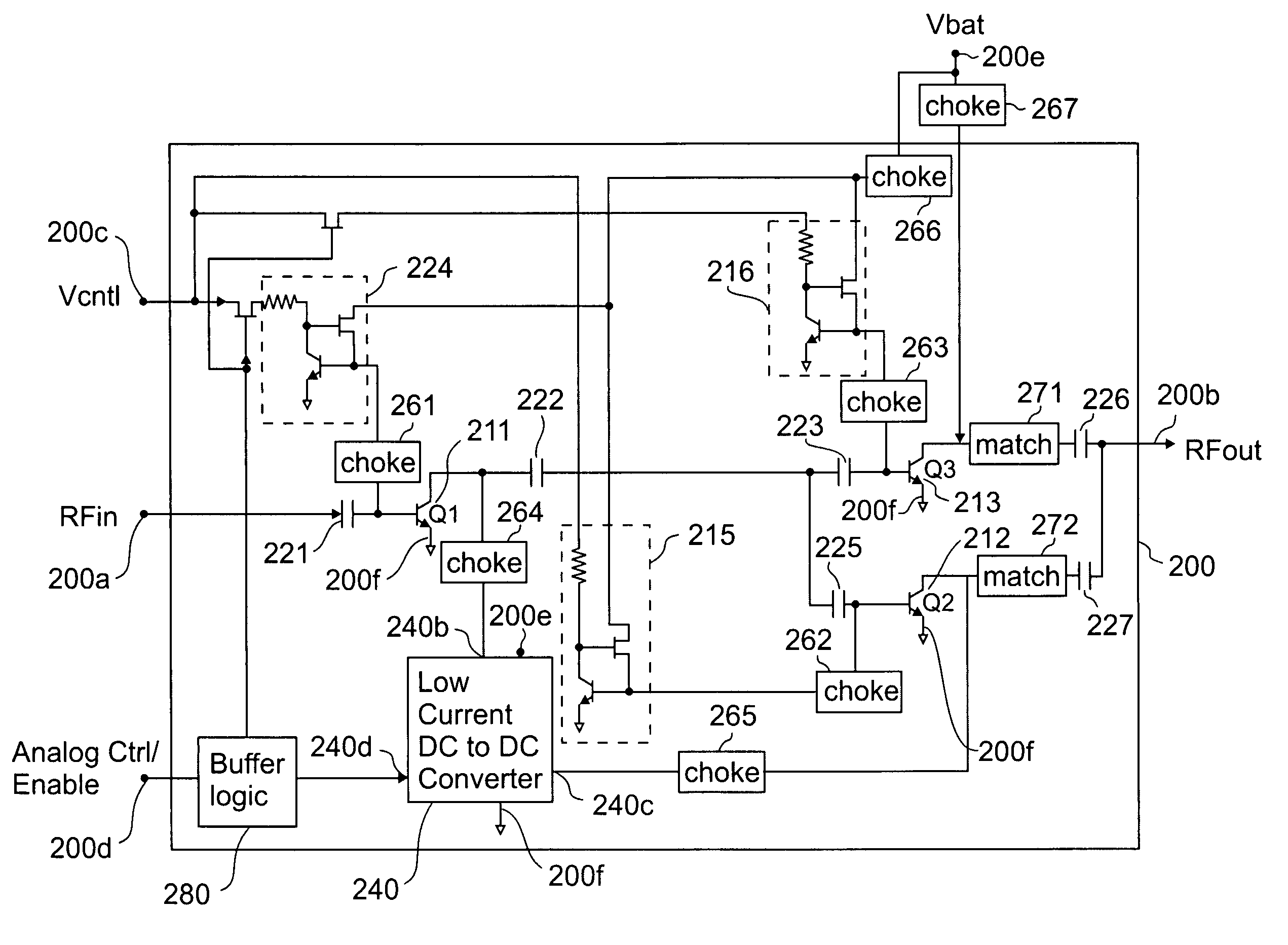 Power amplifier (PA) efficiency with low current DC to DC converter