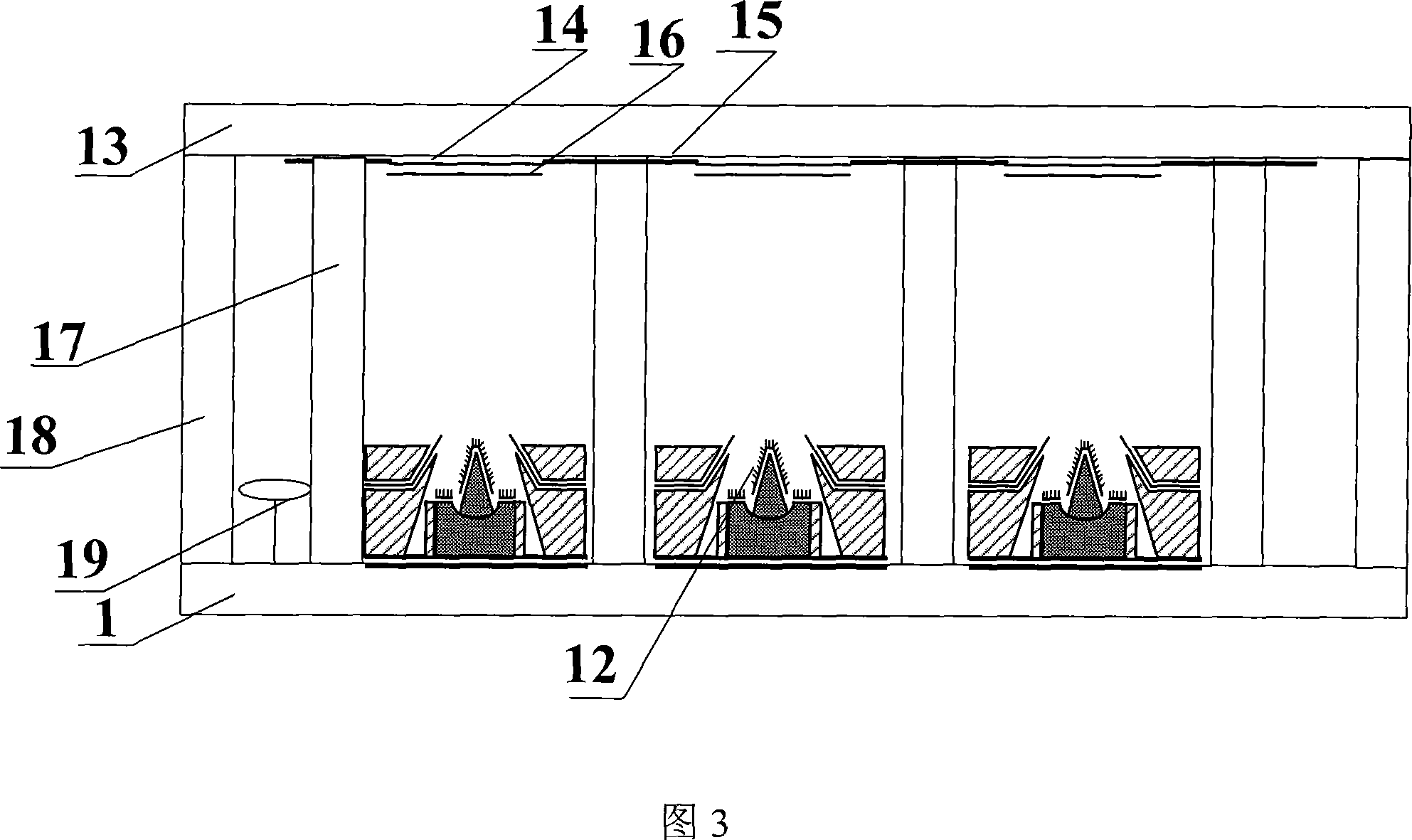 Flat board display of splayed inclined bar control structure and its making process