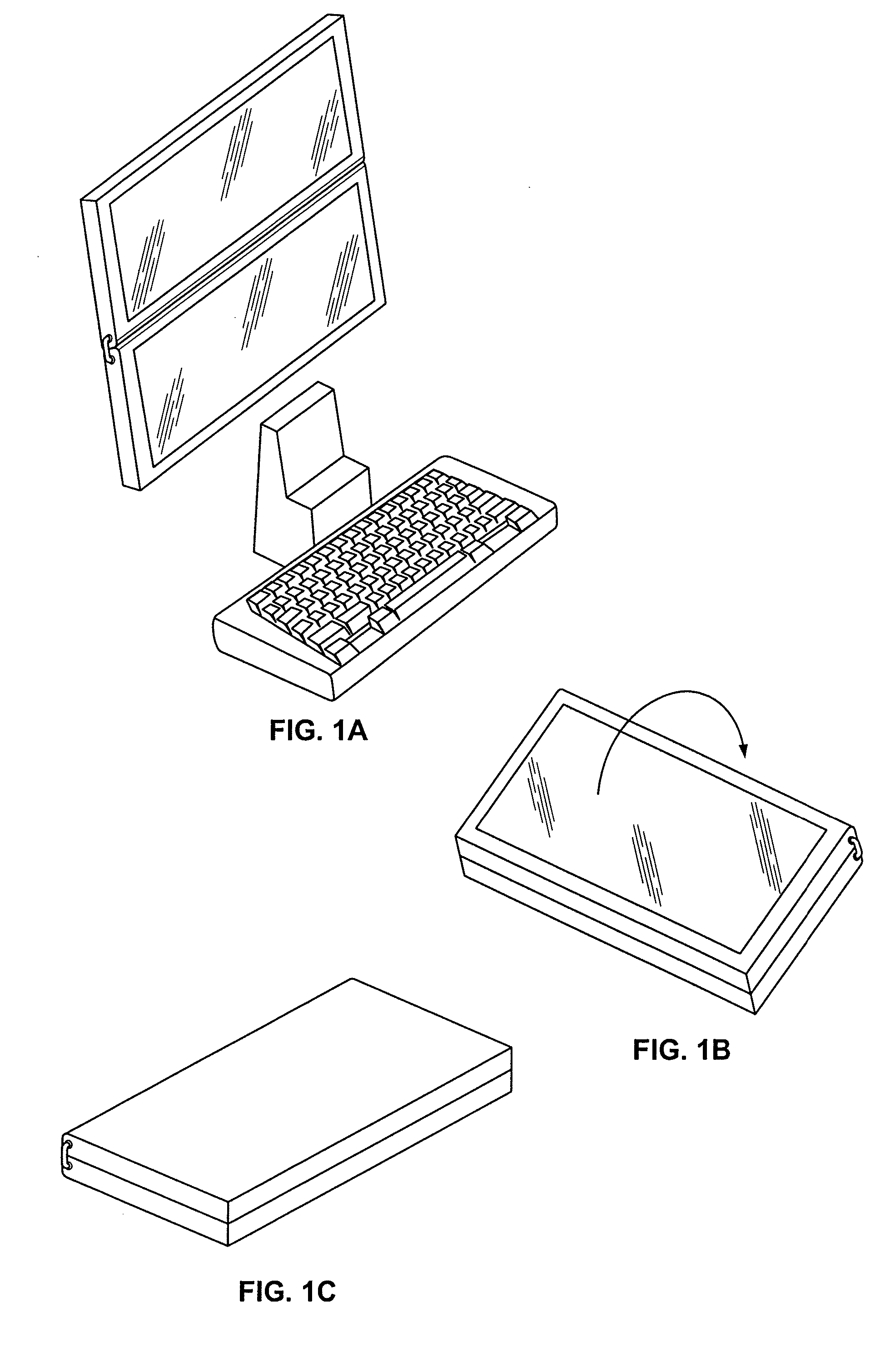 Portable computer for dual, rotatable screens