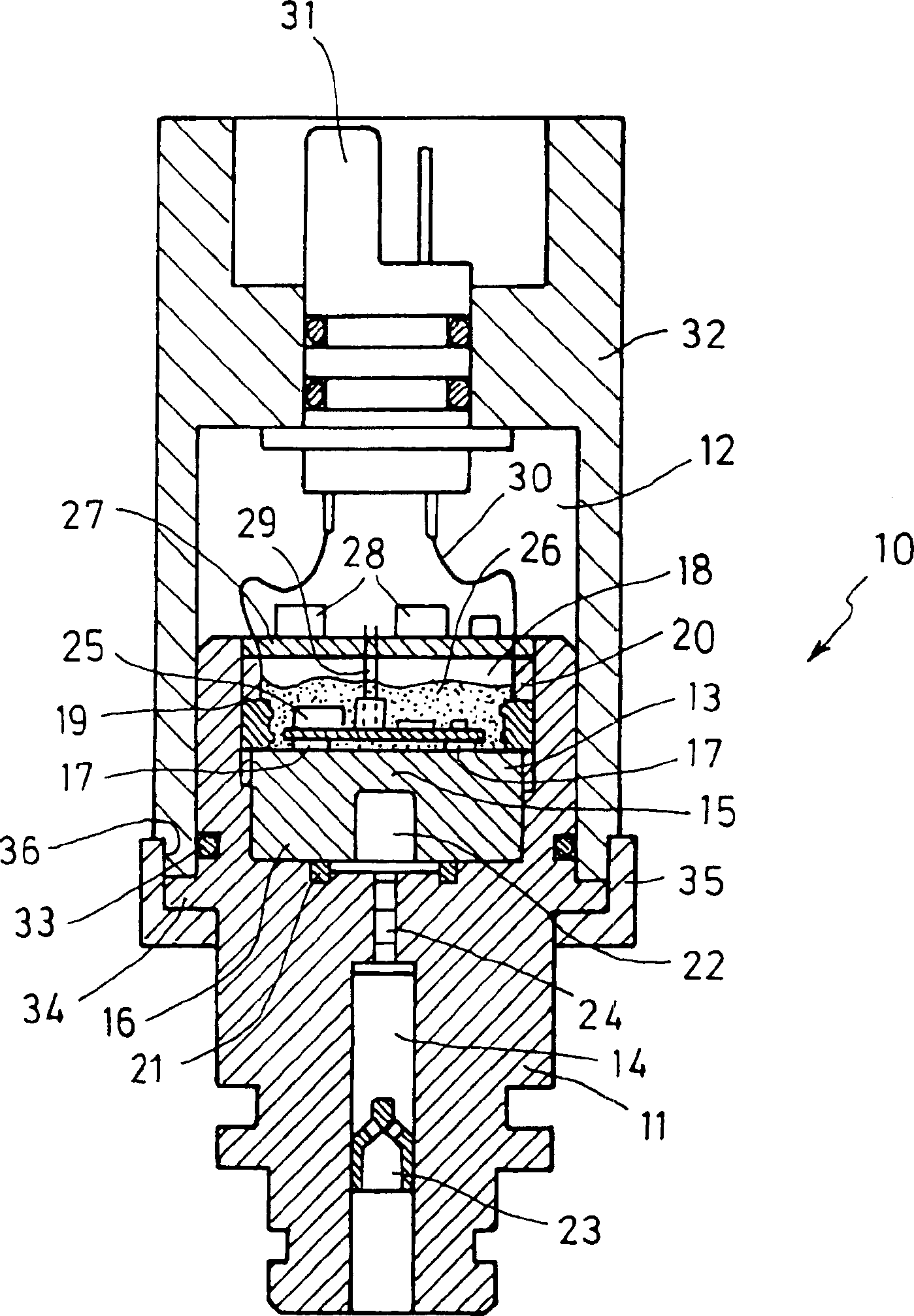 Pressure sensor for measuring hydraulic pressure