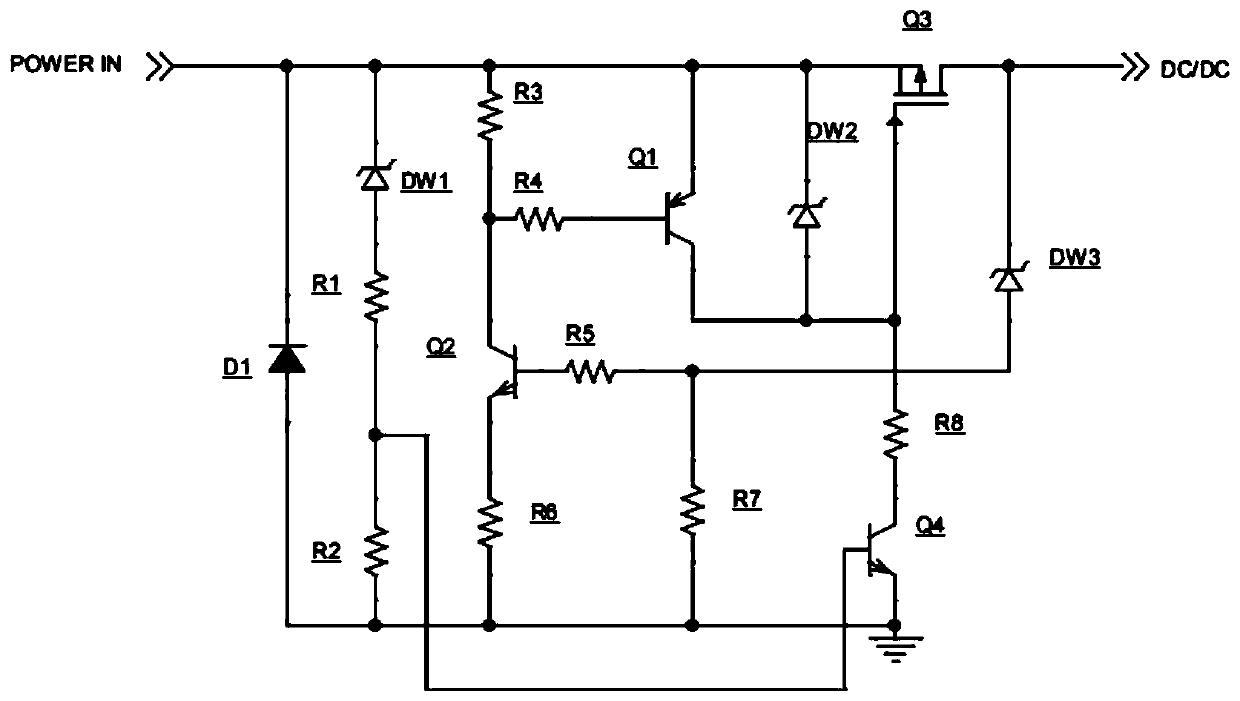 Surge suppression power supply protection circuit