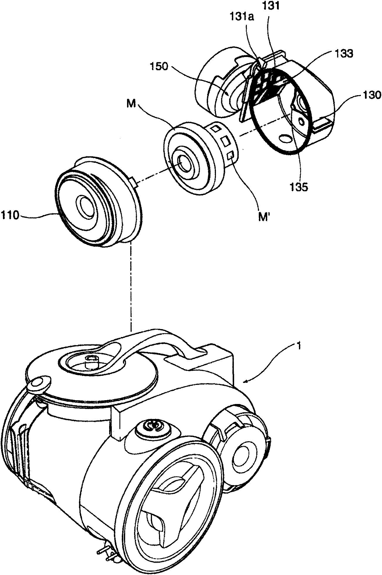 Motor casing with spiral airflow chamber