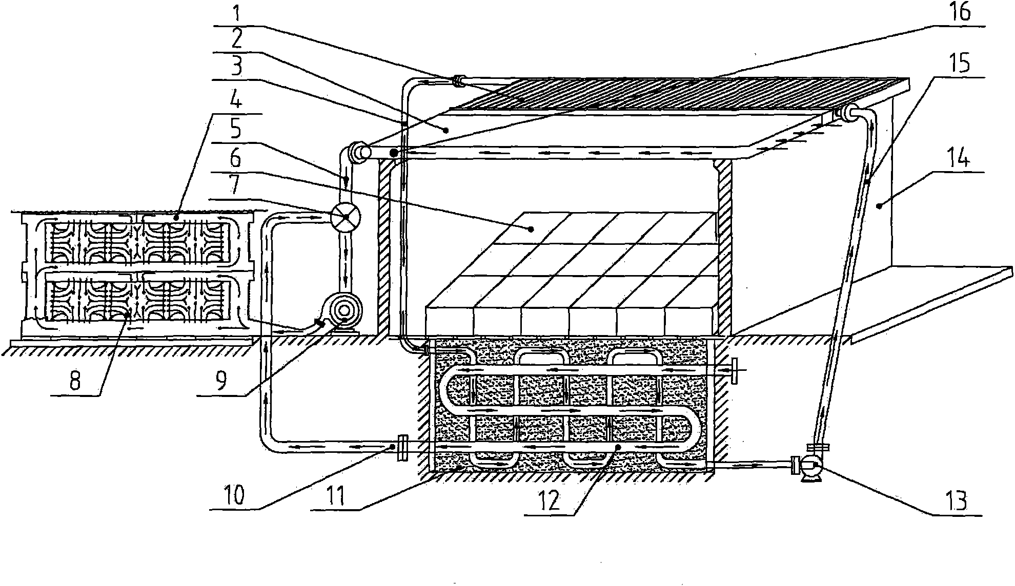 Alternately heating solar straw bale drying device