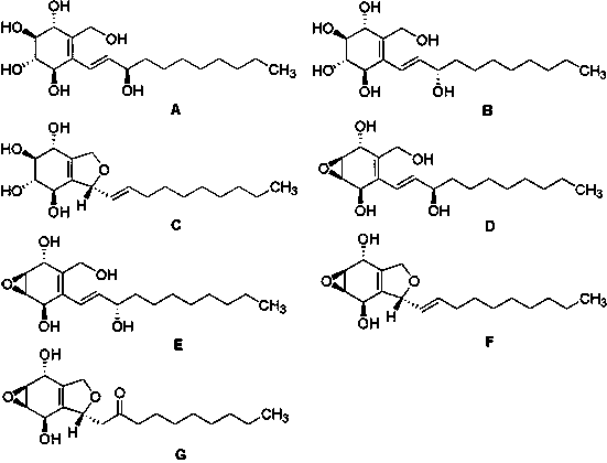 Polyoxygenated cyclohexene derivatives and application thereof