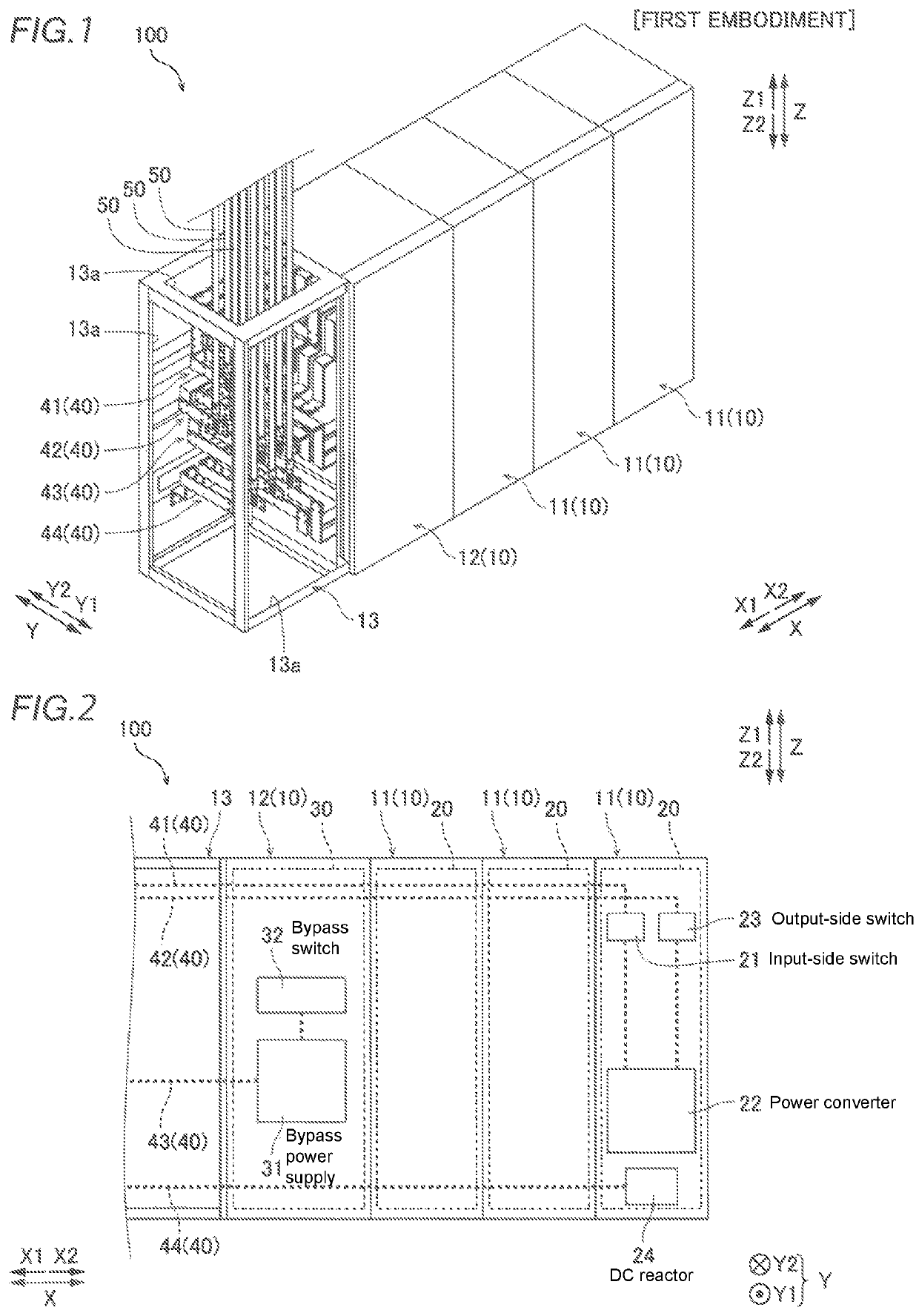 Power converter device with non-overlapping bus bars