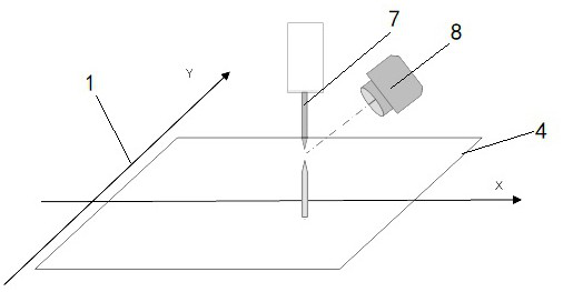 Print head and workpiece plane position calibration method