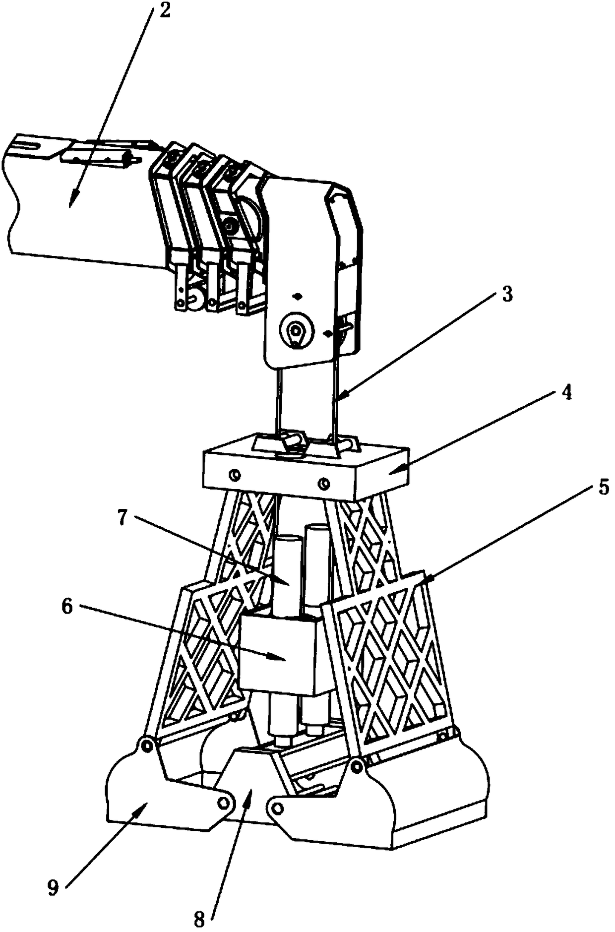 Dredging device and crane with dredging device
