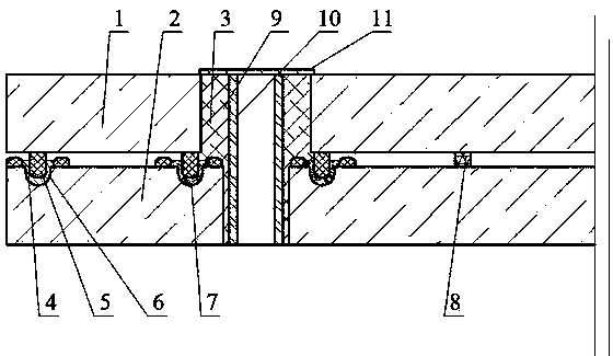 Flat low-pressure glass having sealing bars, sealing grooves and mounting holes and manufacturing method thereof