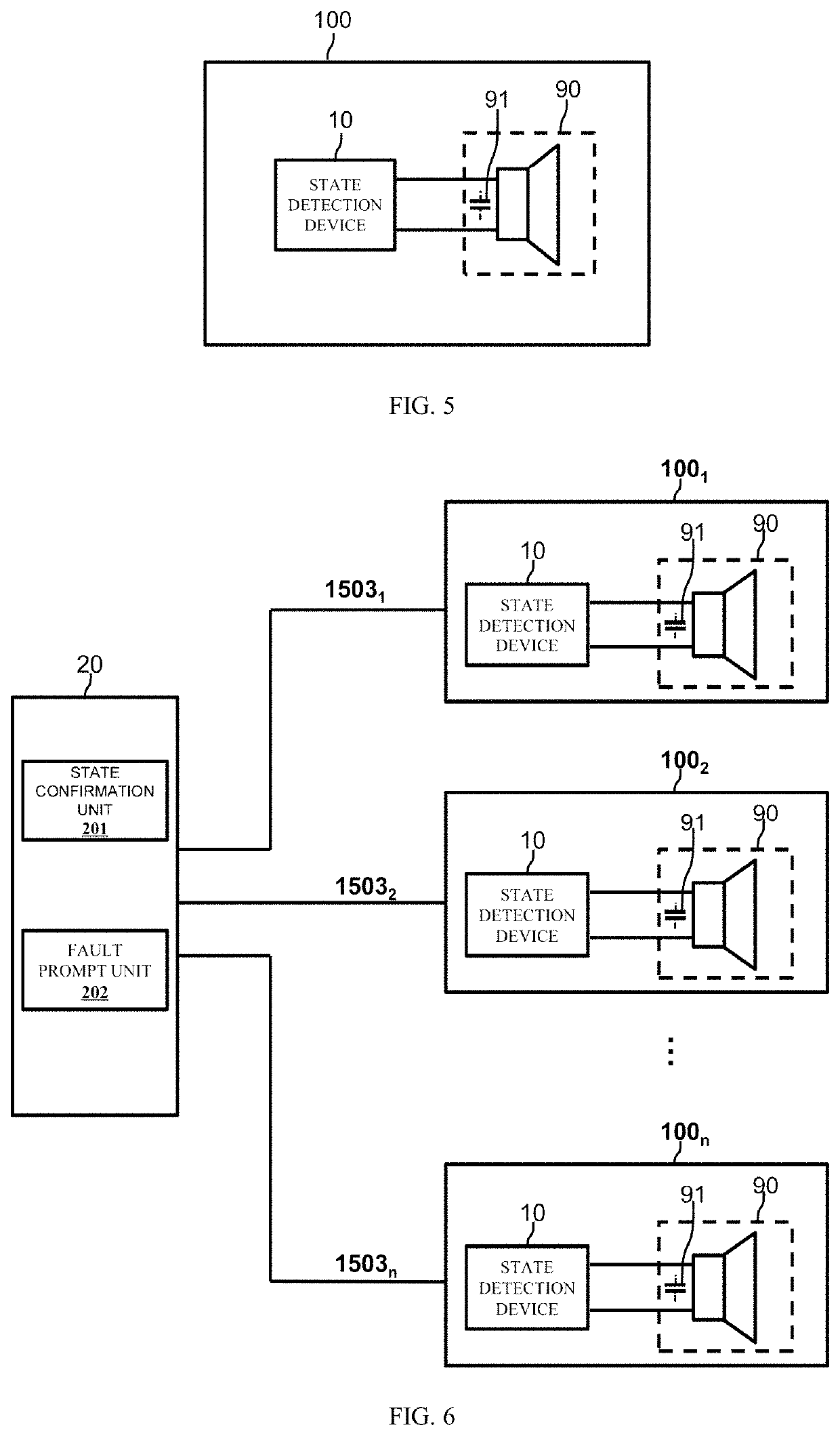 Status detection of alarm sounding parts