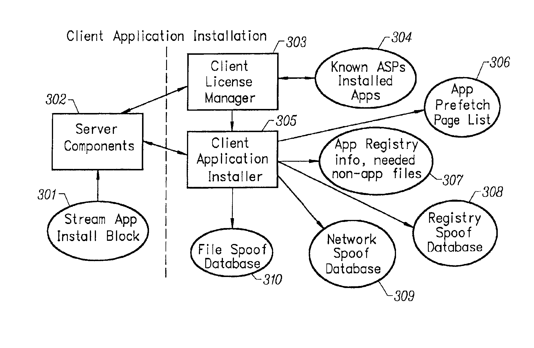 Client installation and execution system for streamed applications