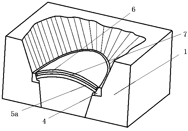 Karst funnel reservoir and its double-curved arch beam-slab sealing structure and construction method