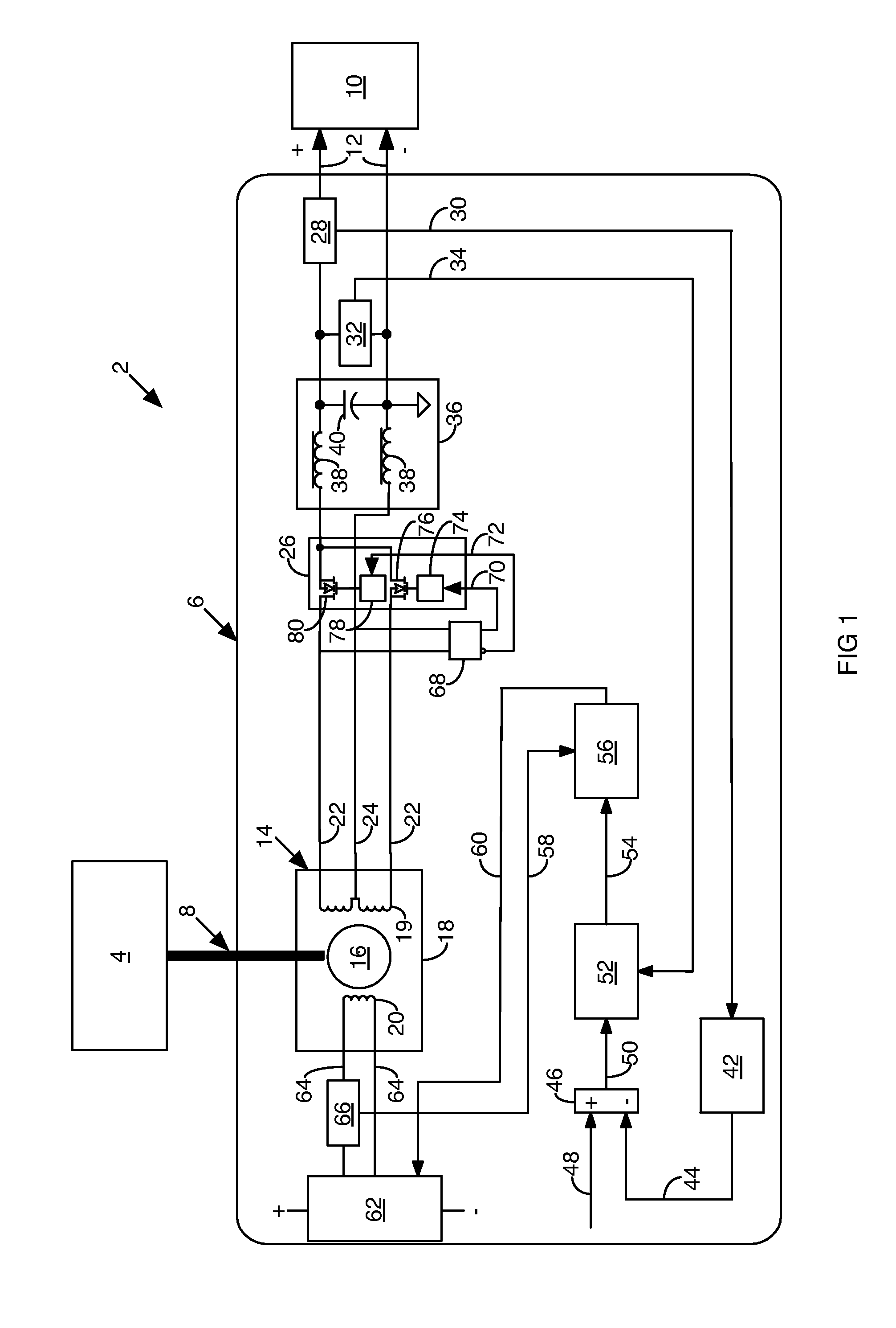 Power generating system with flux regulated generator
