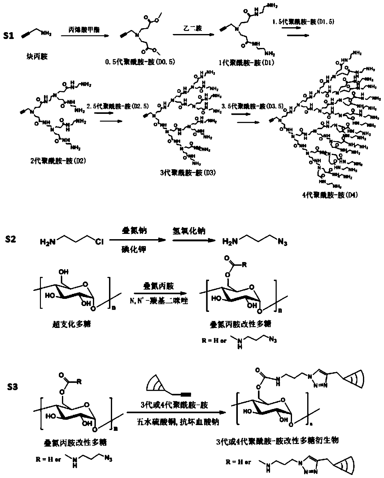 A highly hyperbranched cationic polysaccharide derivative containing dendritic polyamide-amine groups and its preparation method
