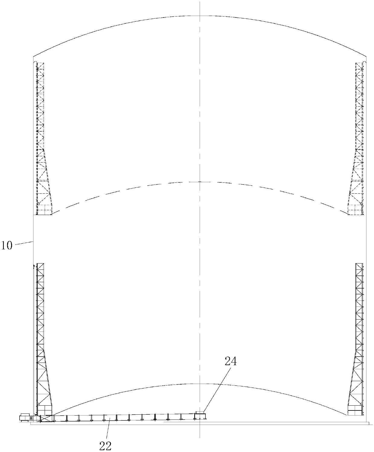 A gas inlet and outlet device and a gas cabinet with the gas inlet and outlet device