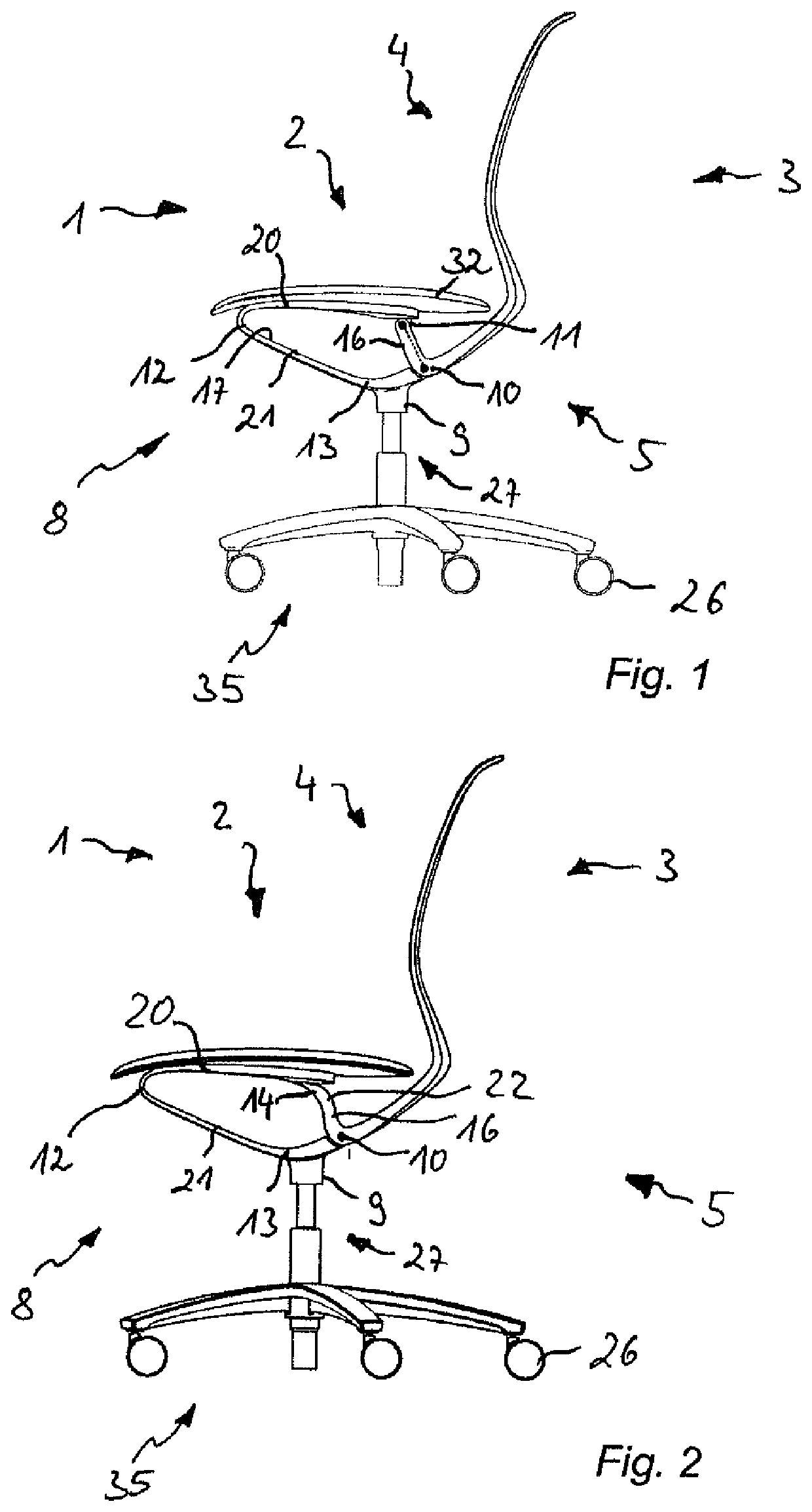 Chair,Particularly Conference or Office Chair, and Method for Manufacturing a Chair