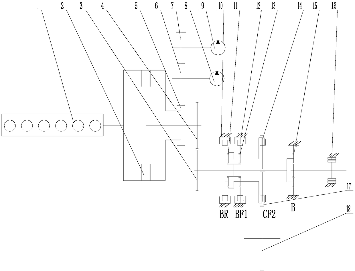 Transmission device for oil-electricity hybrid power loader