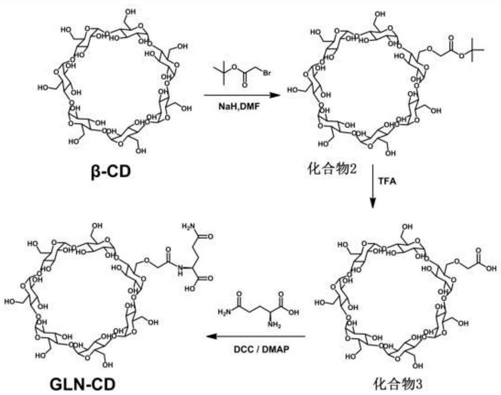 A kind of antineoplastic drug or drug carrier comprising cyclodextrin modified by glutamine