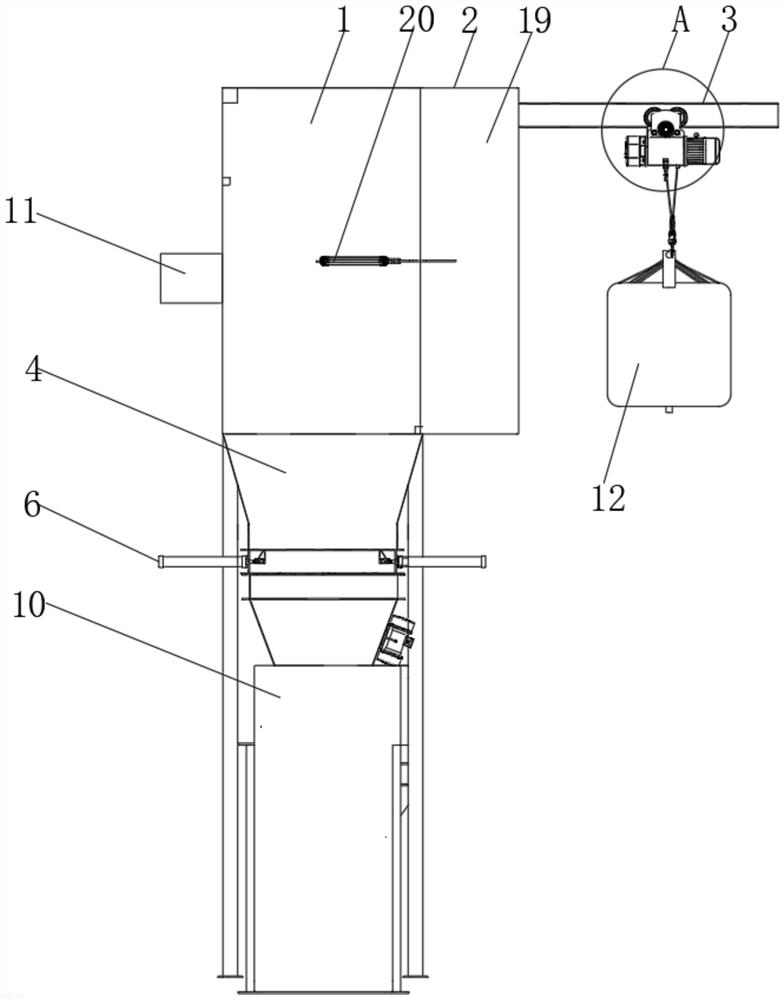 Activated carbon feeding dust-free bag breaking system