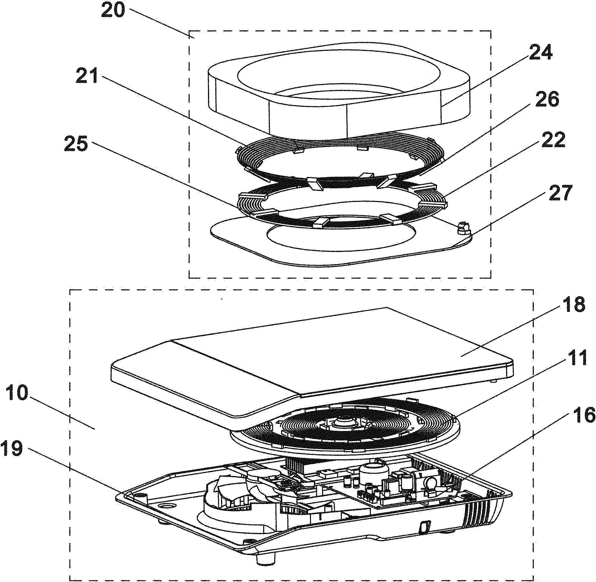 Electromagnetic cooking appliance capable of three-dimensionally heating cooking container