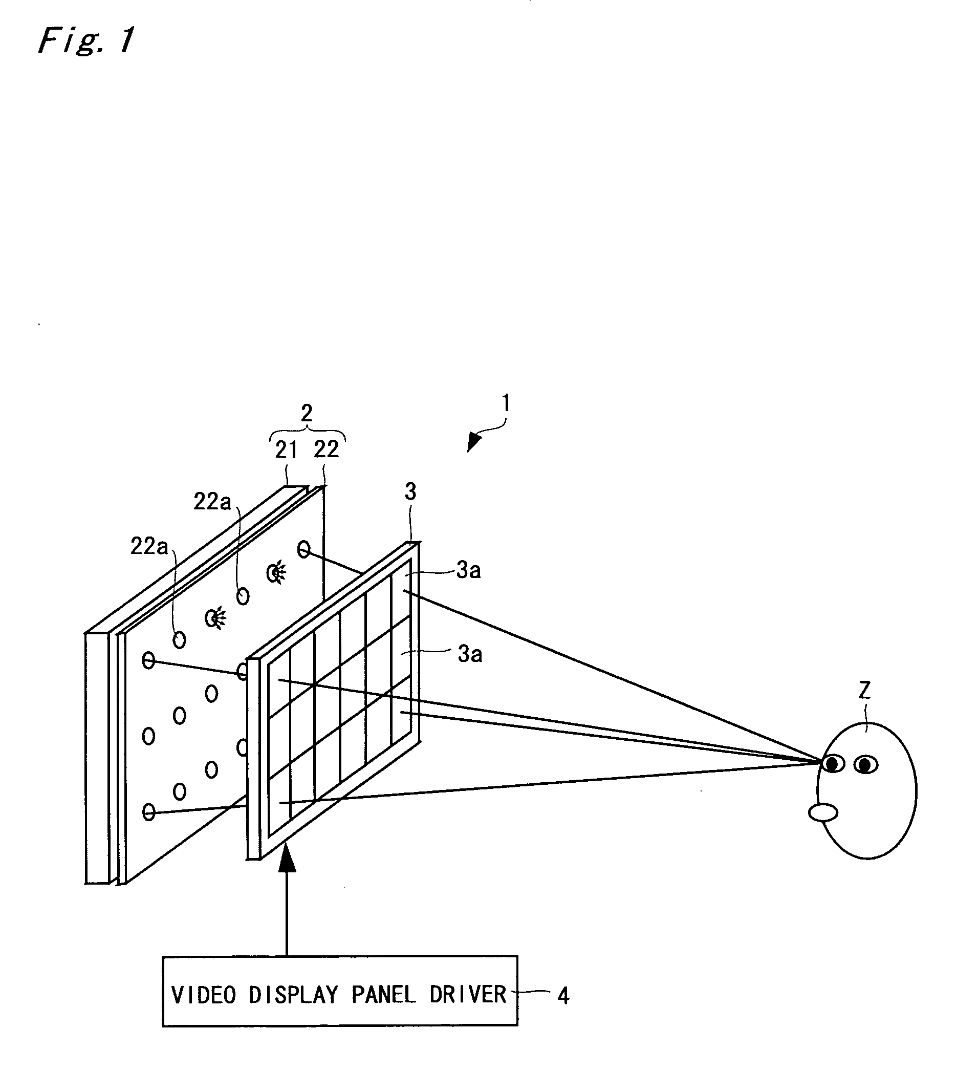 Three-dimensional video display and method for creating supply video supplied to three-demensional video display